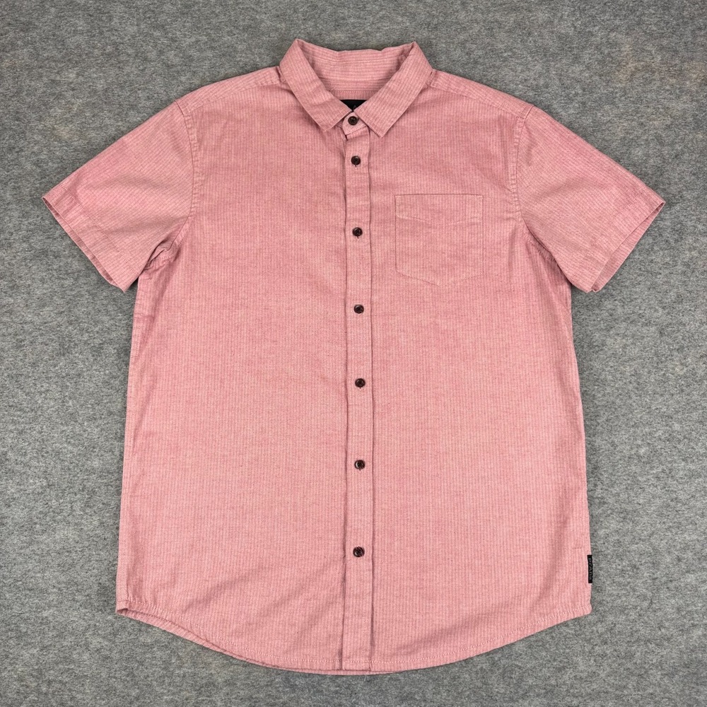 prAna Button Up Shirt Herringbone Pocket Red Mens Medium M